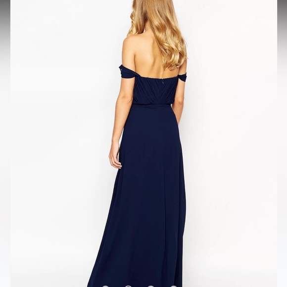 JARLO NAVY FLORENCE OFF SHOULDER GOWN VERY GOOD CONDITION (12) - Picture 3 of 12